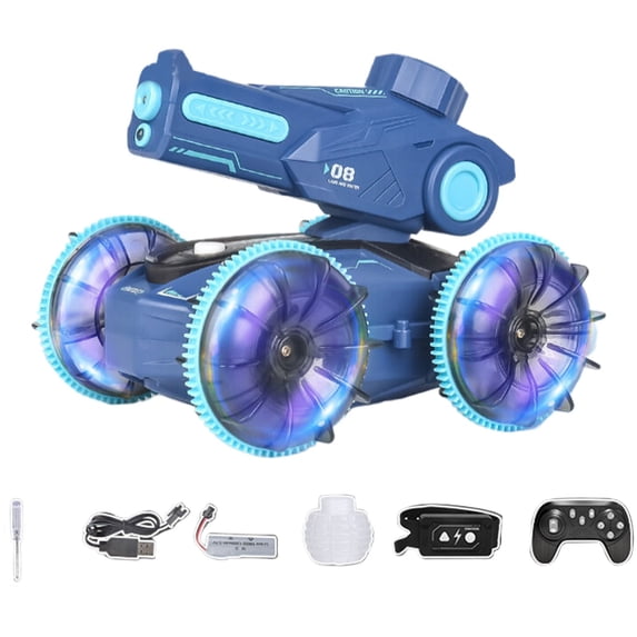 BINGLI Toys for Kids 6-12 Remote Control Car Boat Gifts for Boys 5+ Year Old Amphibious RC Gesture Stunt Water Squirt Tank with Lights & Self-Dispensing Cool Outdoor Summer Beach Pool Toy