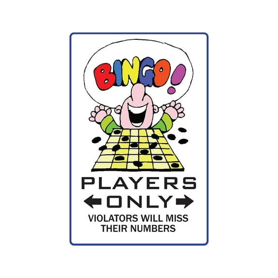 BINGO PLAYER Aluminum Sign card players caller markers ball fun | Indoor/Outdoor | 10" Tall