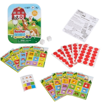 Just Play Farmyard Bingo Travel Game Tin, Kida Ages 3 and up (Walmart Exclusive)