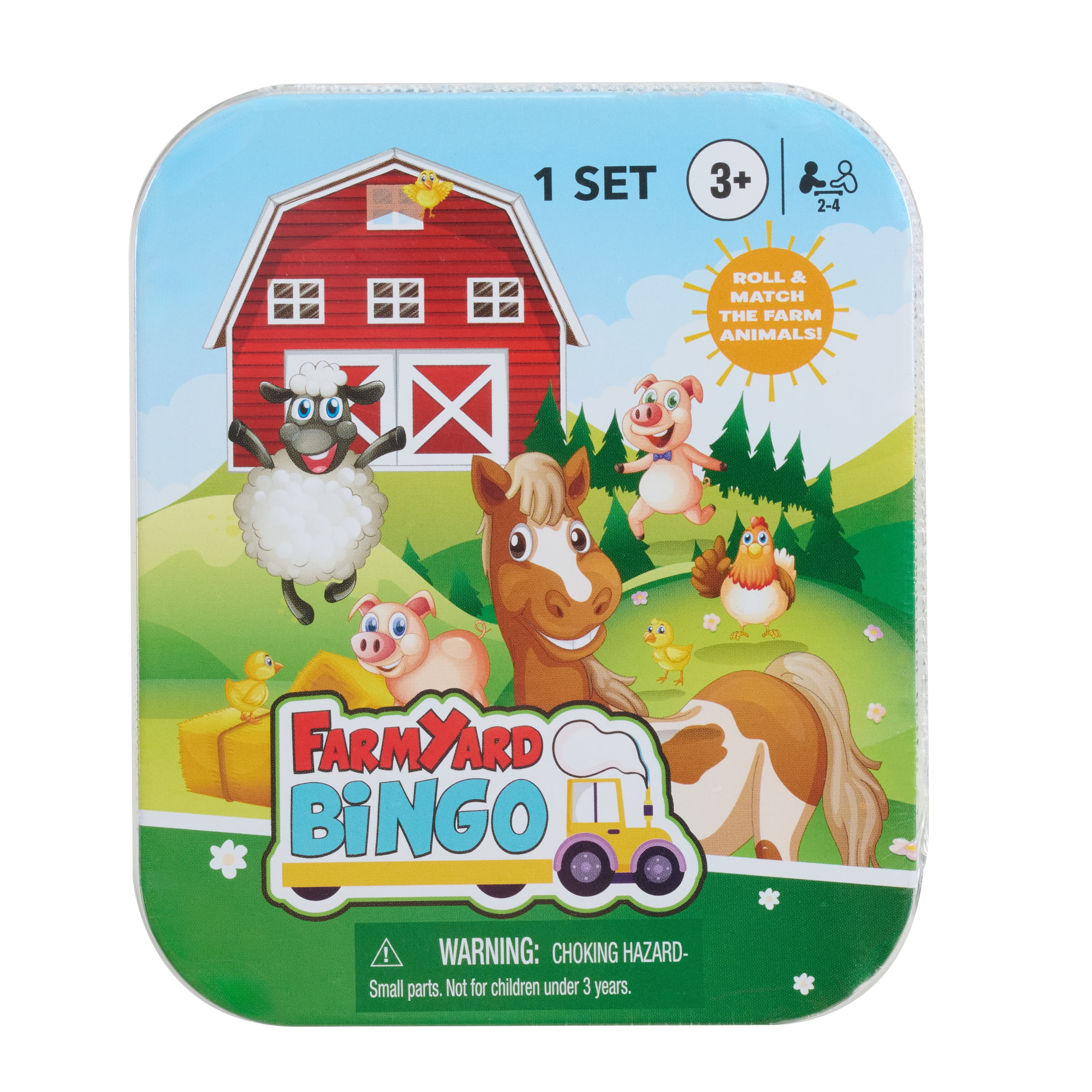 Just Play Farmyard Bingo Travel Game Tin, Kida Ages 3 and up