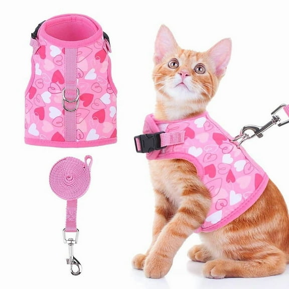 BINGPET Cat Harness and Leash Set Escape Proof for Walking,Step-in Harness with Lightweight Soft Breathable Mesh,Adjustable Easy Control Harness for Kitten Puppy
