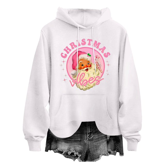 BINGRUIGS Bape Hoodie Women's Christmas Vlbes Letter Printed Hooded
