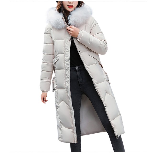 BINGRUIGS Clearance Womens Winter Jacket Warm Overcoat Slim FurHooded
