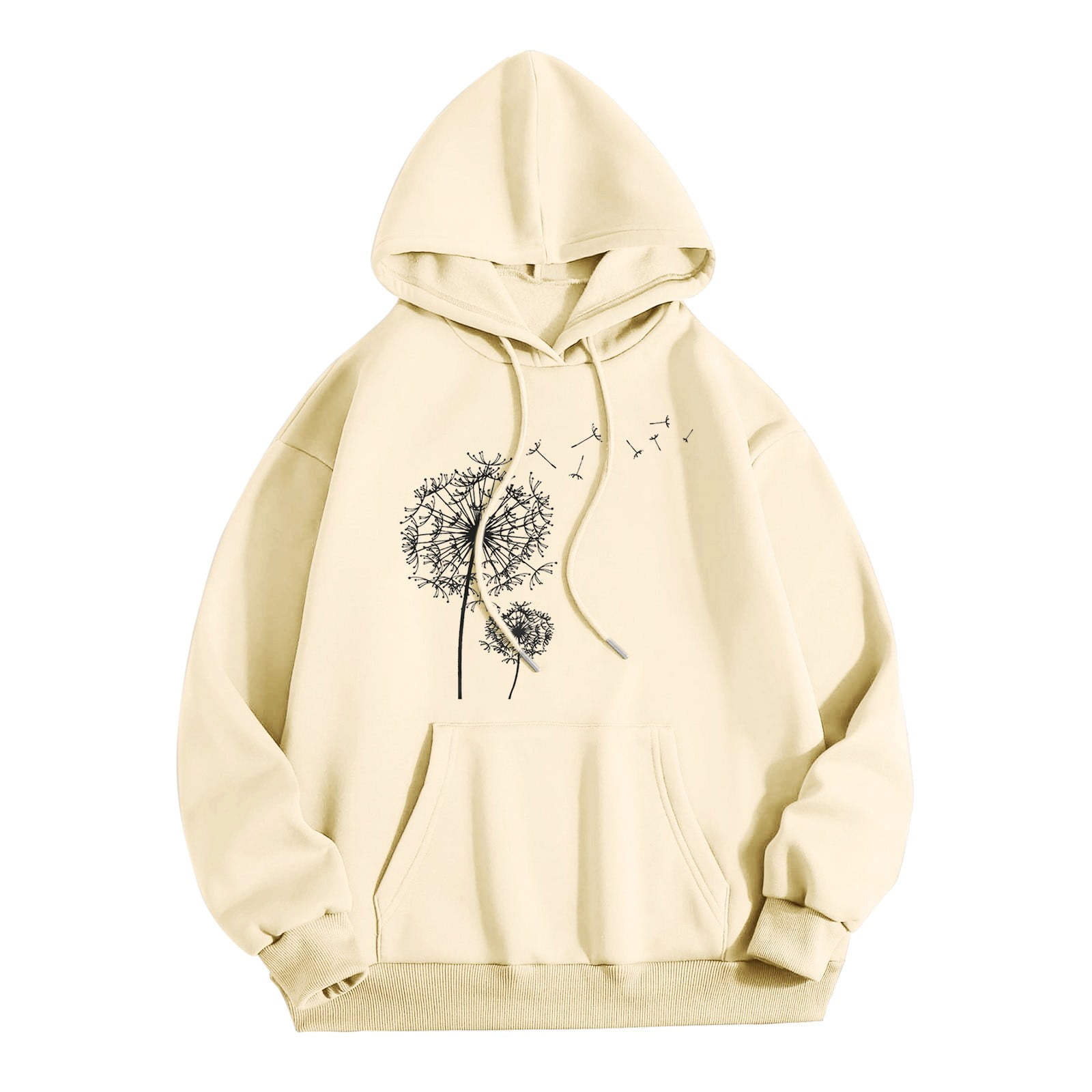 BINGRUIGS Essential Hoodie Womens Hooded Prints Round Neck Long Sleeve