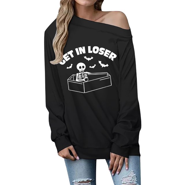 BINGRUIGS Gap Hoodie Women's Summer Autumn Printed Halloween Vibe Long