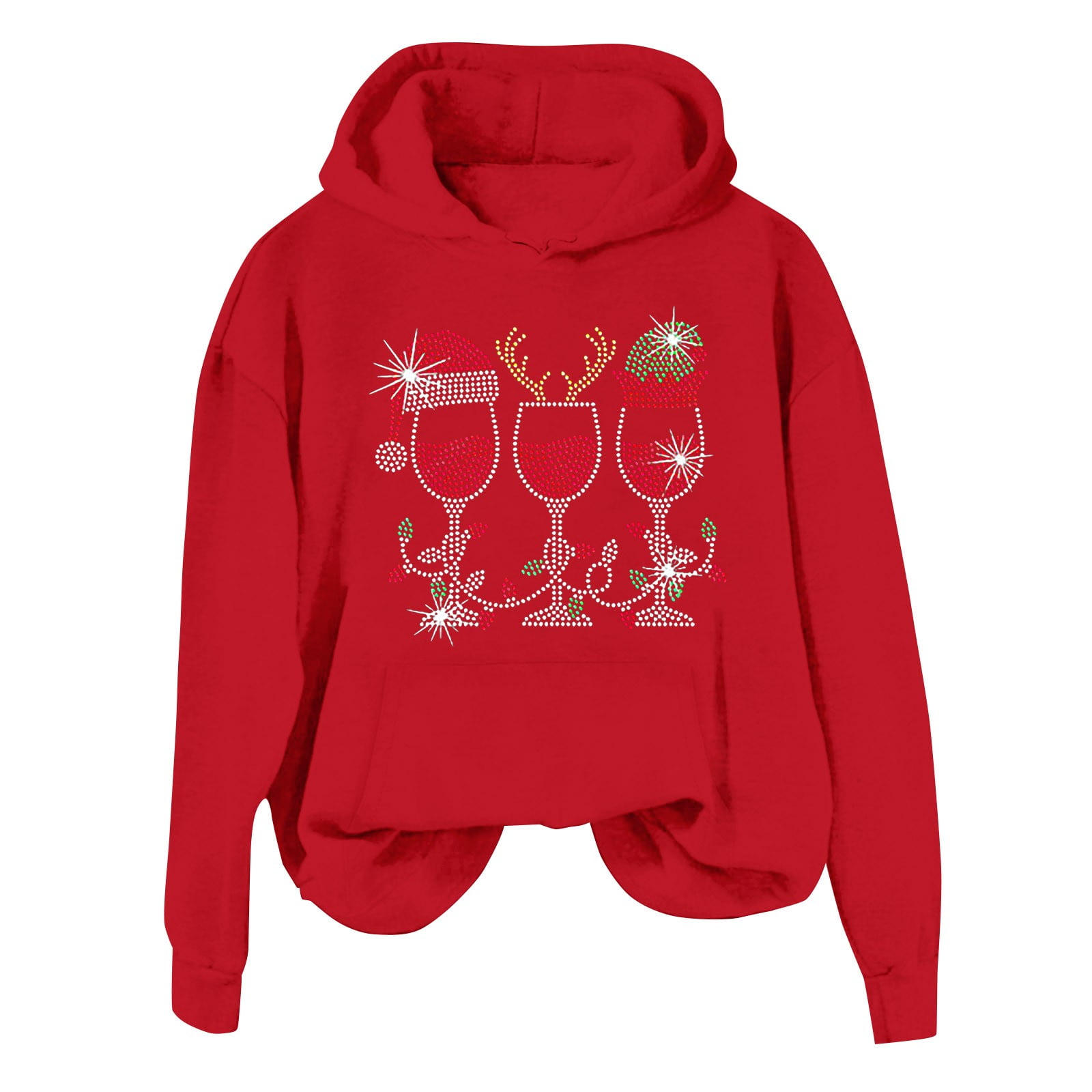 BINGRUIGS Hoodies For Women Women's Long Sleeved Zipperless Front Red