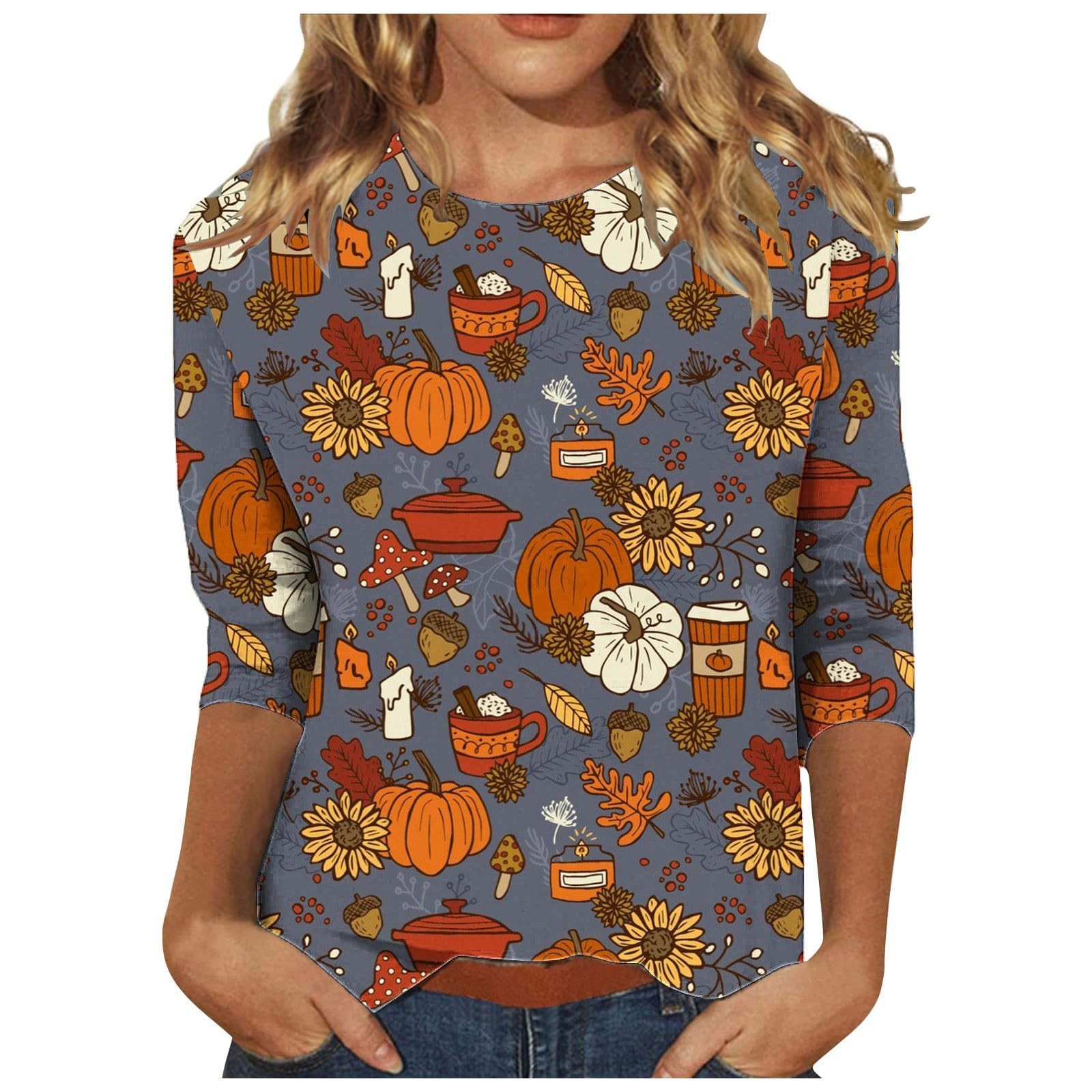 BINGRUIGS Nursing Tops 2023 Halloween Shirts For Women Casual Pumpkin