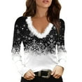 BINGRUIGS Womens T Shirt Graphic Snowflake Rhinestone Print Long Sleeve