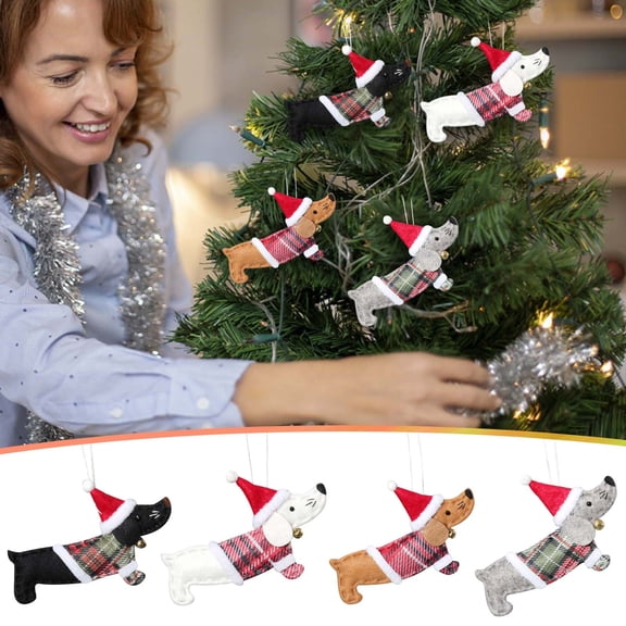 BINGTAOHU 16pcs Christmas Dachshund Decorations for Christmas Tree Ornaments Fabric Dachshund Christmas Ornaments for Christms Tree Christmas Dog Hanging Pendant Christmas Dachshund Gifts for Women
