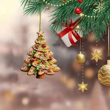 BINGTAOHU Christmas Decorations Outdoor Christmas Tree Ornaments Mini Christmas Ornaments Small Christmas Balls New Acrylic Flat Pendant Christmas Tree Decoration Cup Bookshelf Pendant