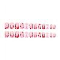 BINGTAOHU Wearable Nail Tips Strawberry Bow False Nails Wearable Nails Removable Nail Tips