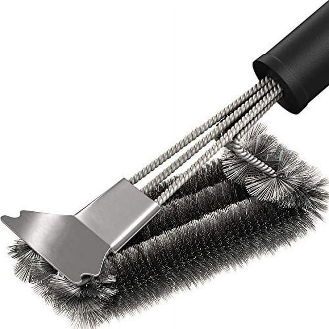 BININBOX Grill Cleaning Brush - Stainless Steel BBQ Cleaner Brush & Scraper, Sturdy Woven Wire Bristles & Nonslip Handle, Barbecue Grill Accessory Weber Gas/Charcoal Grill Cleaning Tool