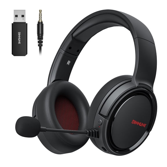 BINNUNE 2.4G/Bluetooth Wireless Gaming Headset with Microphone for PS4 PS5, PC USB Gamer Headphones with Mic for Laptop Tablet Computer