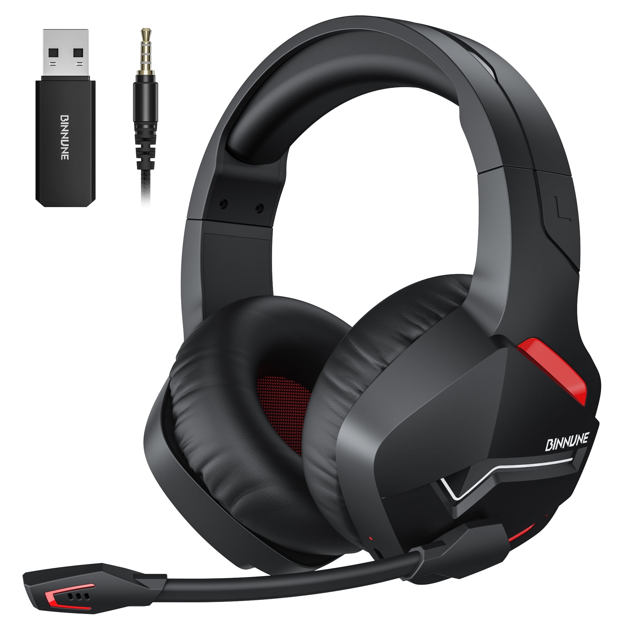 BINNUNE 2.4G Wireless Gaming Headset with Microphone for PC PS5 PS4