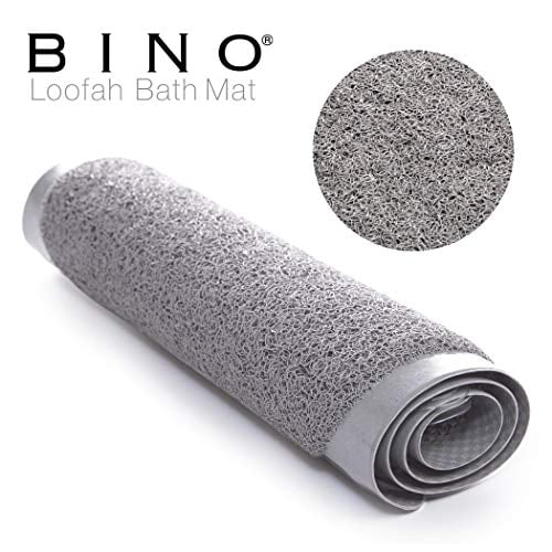 BINO Loofah Non-Slip Bath Mat for Tub, Light Grey - Quick Drying