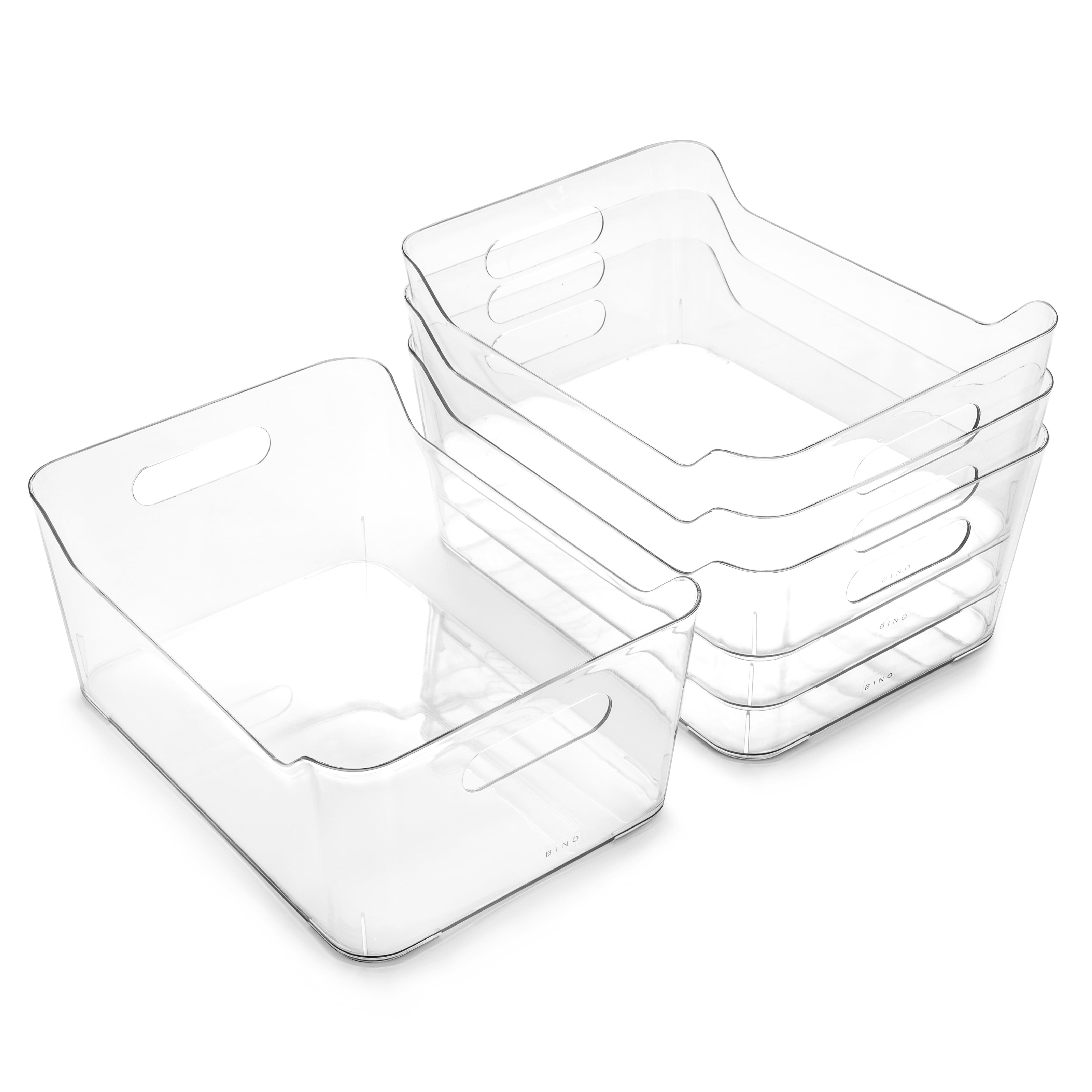 BINO | Plastic Storage Bins, Large - 2 Pack, White | THE SOHO COLLECTION |  Pantry Organizers and Storage Containers Fridge Organizer Bins Kitchen