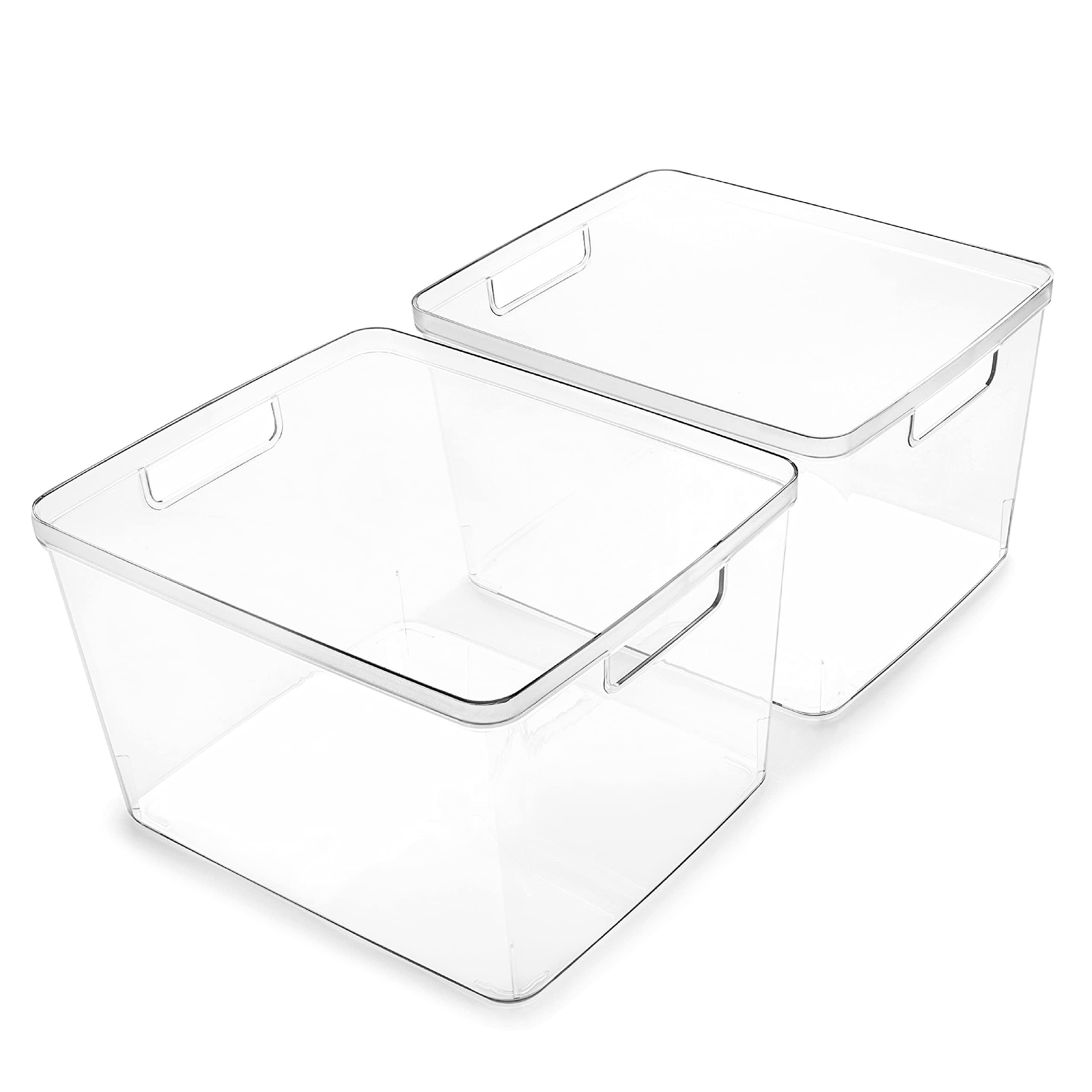 Large Clear BPA-Free Plastic Storage Bins with Handles, 2-Pack