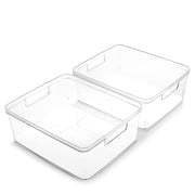 BINO The Lucid Collection Clear Storage Bins, Plastic Storage Containers with Handles, Medium, 2 Pack