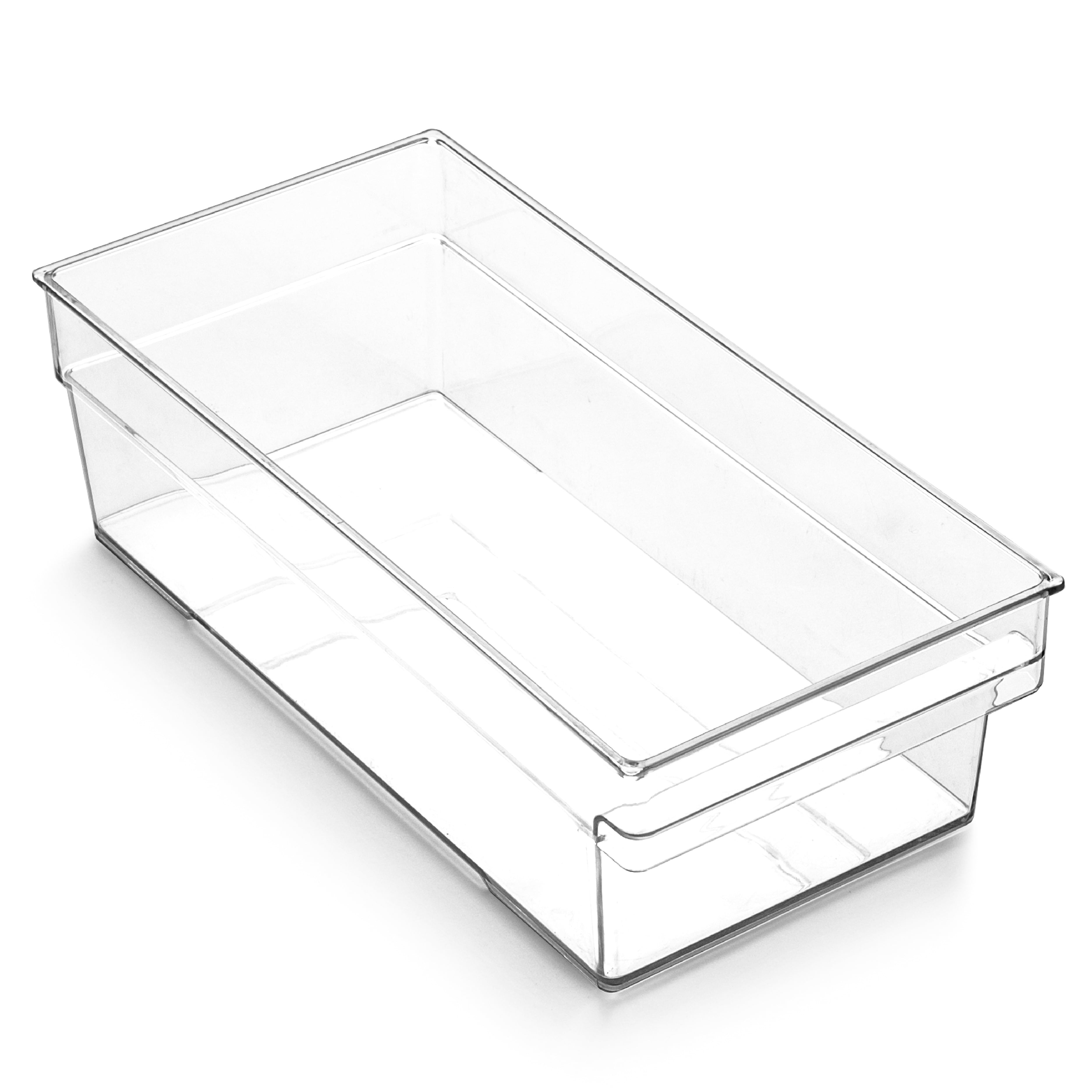 Home Basics Small Pull-Out Plastic Storage Bin with Soft Grip Handle, Clear  