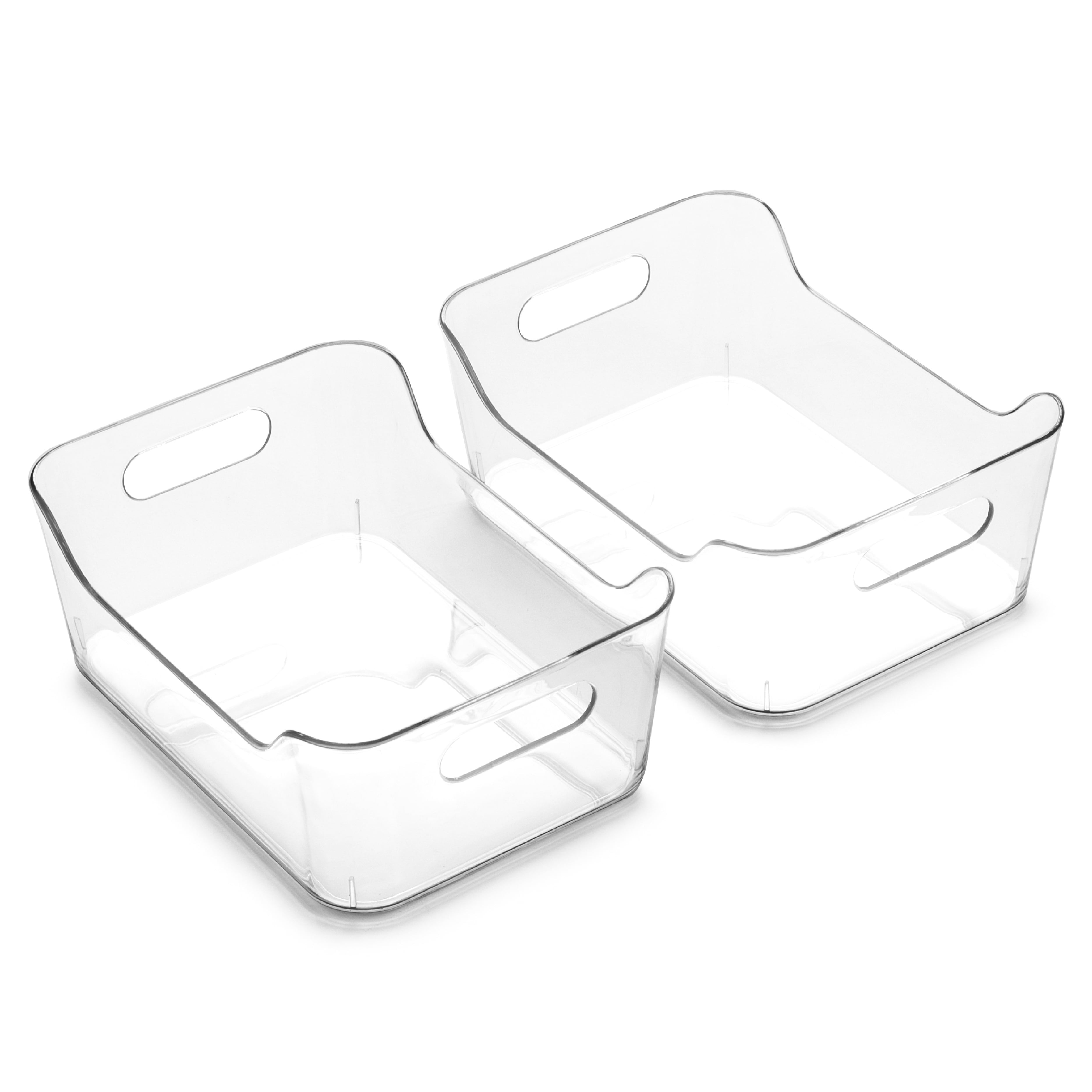 Clear BPA-Free Rectangular Plastic Storage Bins, Small - 2 Pack