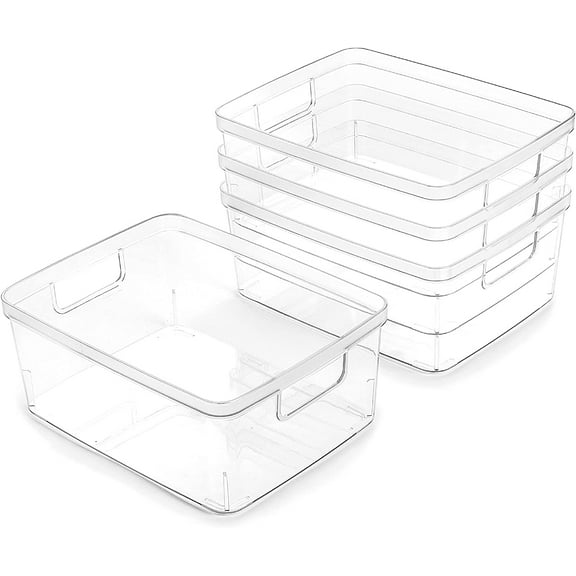 BINO | Plastic Storage Bins, Small - 24 Pack | THE LUCID COLLECTION | Multi-Use Organizer Bins | Built-In Handles | BPA-Free | Pantry Organization | Home Organization | Fridge Organizer | Freezer Org