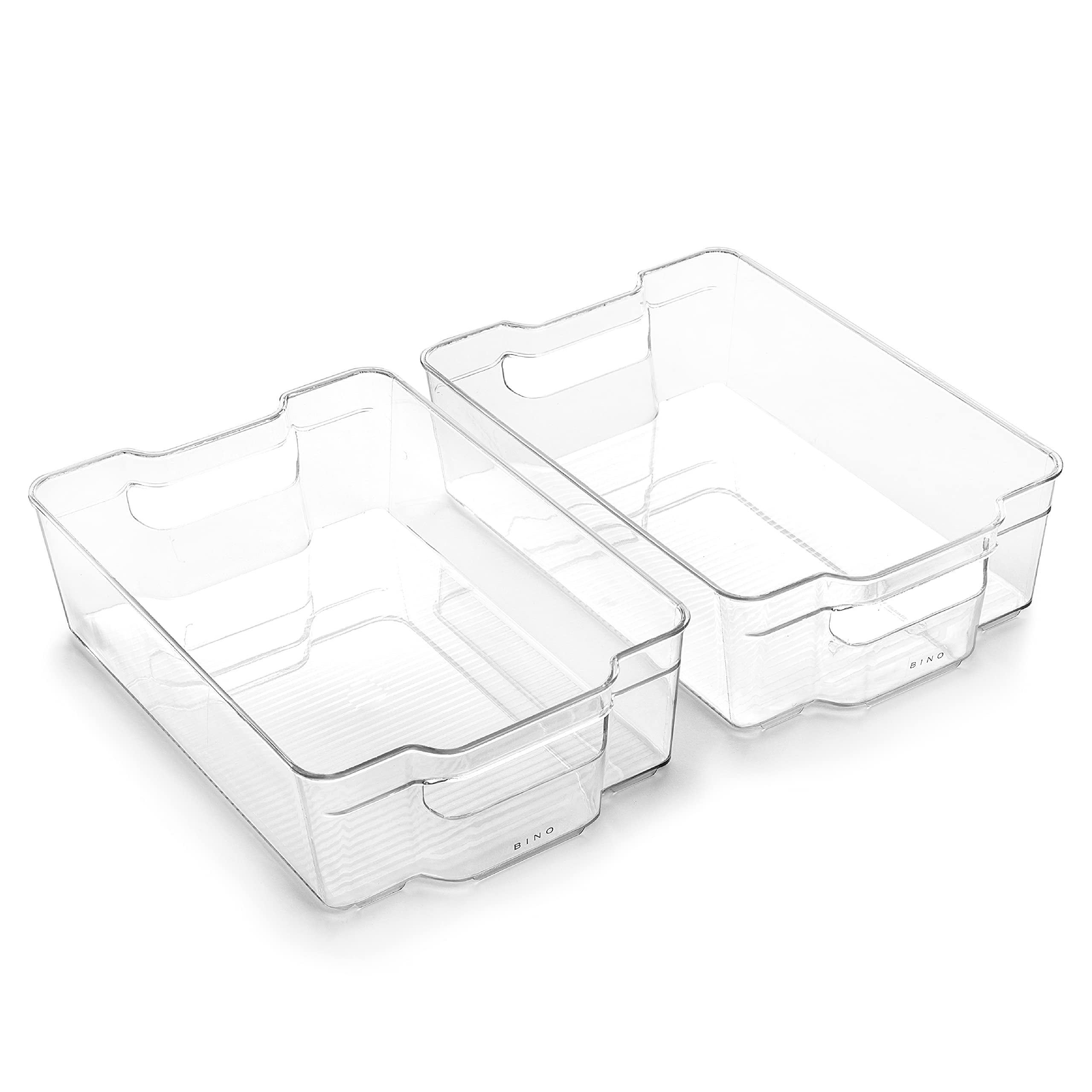 BINO | Stackable Storage Bins, Large - 2 Pack | THE STACKER COLLECTION | Clear Plastic Storage Bins | Built-In Handles | BPA-Free | Containers for Organizing Kitchen Pantry | Multi-Use Organizer Bins