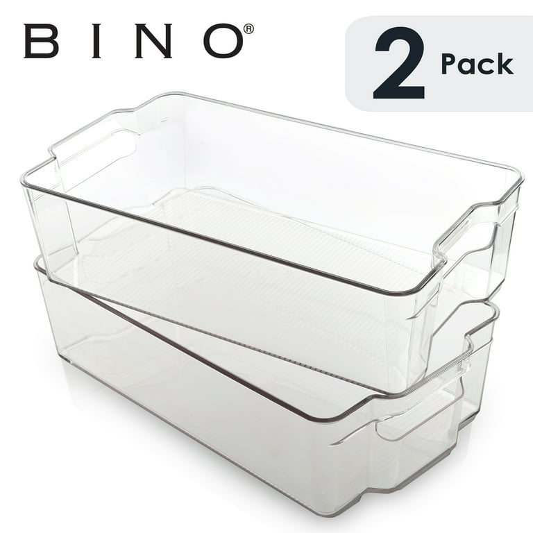 bHome - 2 Adjustable Snack Organizer Bins for Cabinet & Pantry Organization  And Storage Plastic Storage Bins For Kitchen Organization - Clear Acrylic