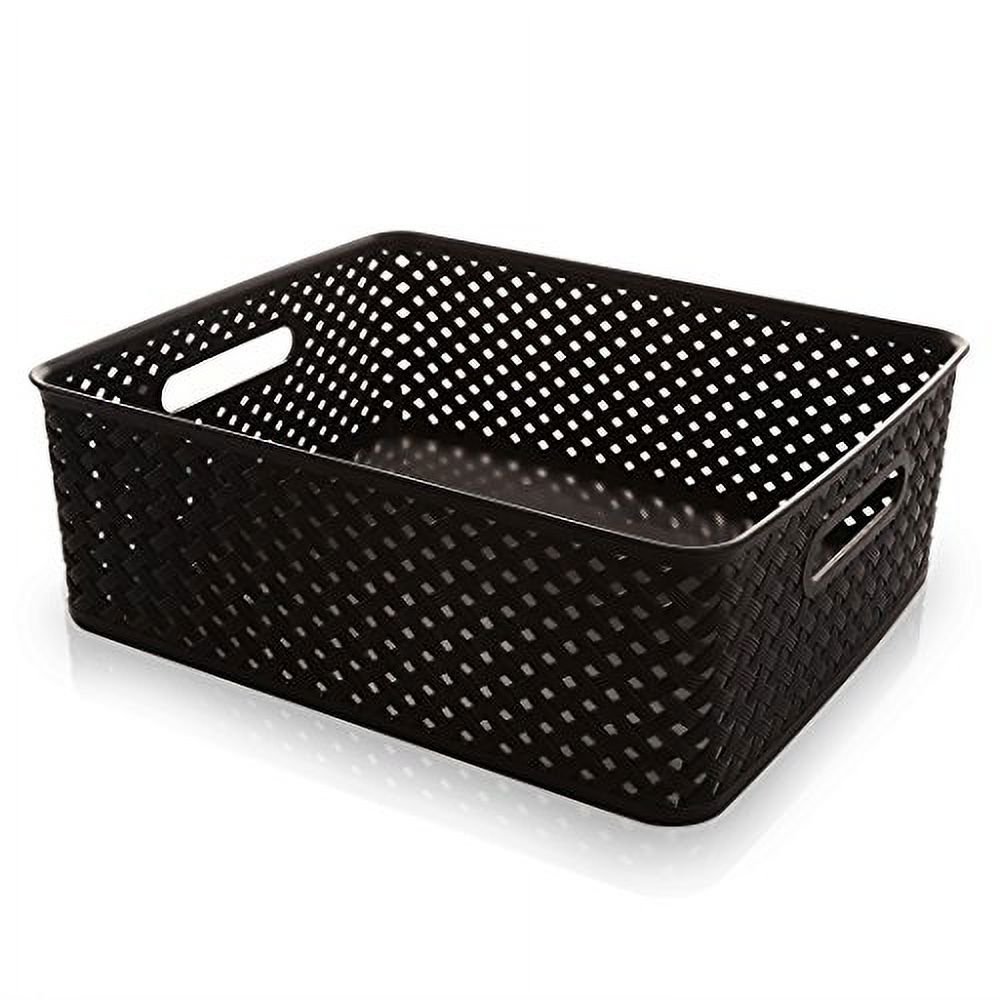 BINO Woven Plastic Storage Basket, Large (Black)
