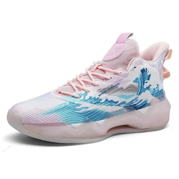 BINQER Unisex Fluorescent Basketball Shoes Sneakers Super Light High Top Graffiti Style Combat Basketball Boots