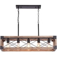 thumbnail image 1 of BINUFF Solid Wood Farmhouse Kitchen Island 5-Light Chandelier Black Metal Frame, 1 of 8