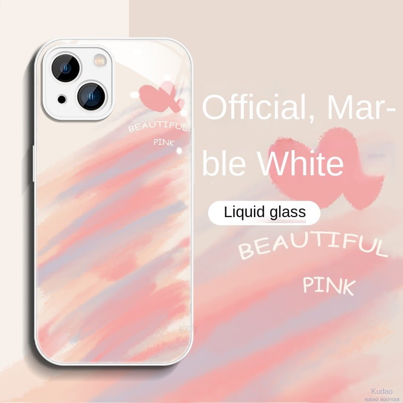 BINUFF Watercolor Phone Case, Pink Chic Full-cover Glass BINUFF Watercolor Phone Case, Pink Chic Full-cover Glass