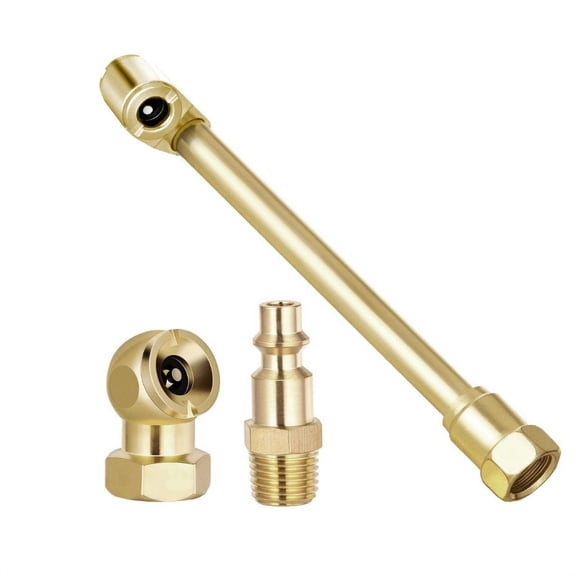BINYOU Brass Air Chuck Set Compressor Inflation Kit 1/4 Closed Ball Air Chuck Dual Head Tire Inflator Tape Pack of 4
