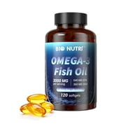 BIO NUTRI Triple Strength Omega 3 Fish Oil, 3000 mg Fish Oil Supplements, Omega 3 Fatty Acids with EPA & DHA, Fish Oil Omega 3 Supplements,120 Softgels