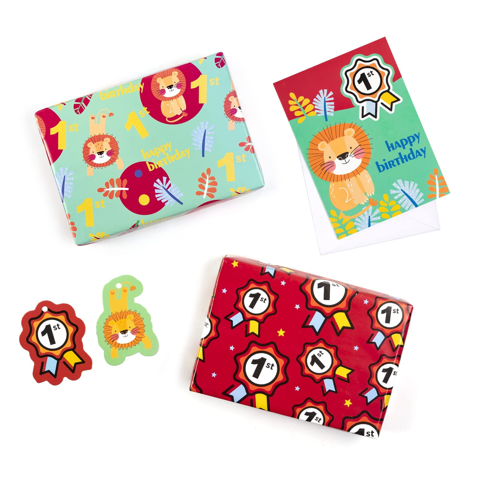 BIOBROWN 1st Birthday Wrapping Paper Boy Including Greeting Card and ...