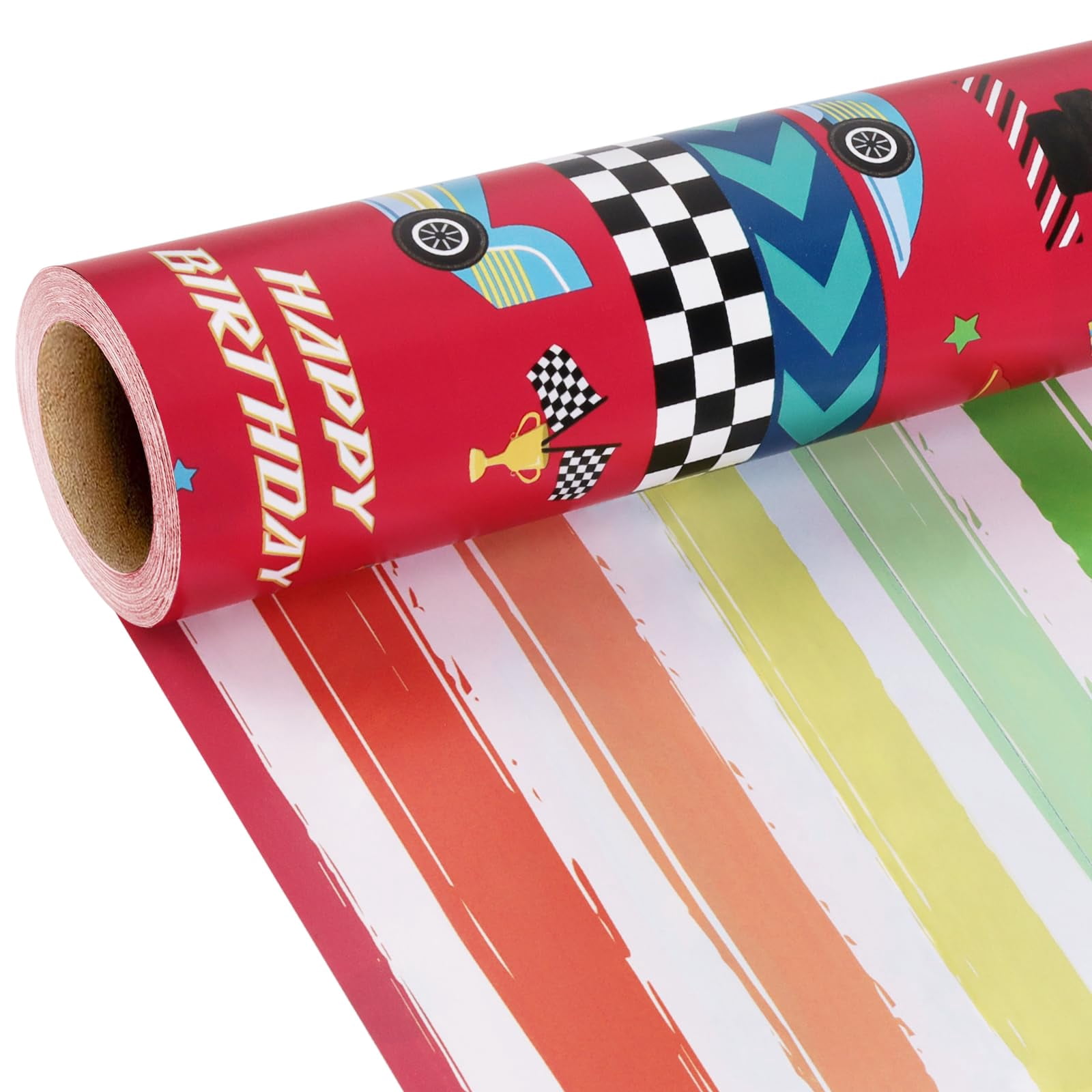 Tote Racing Paper BIOBROWN Reversible Race Car SSF20 Wrapping Paper - 17 Inches X 33 Feet ...
