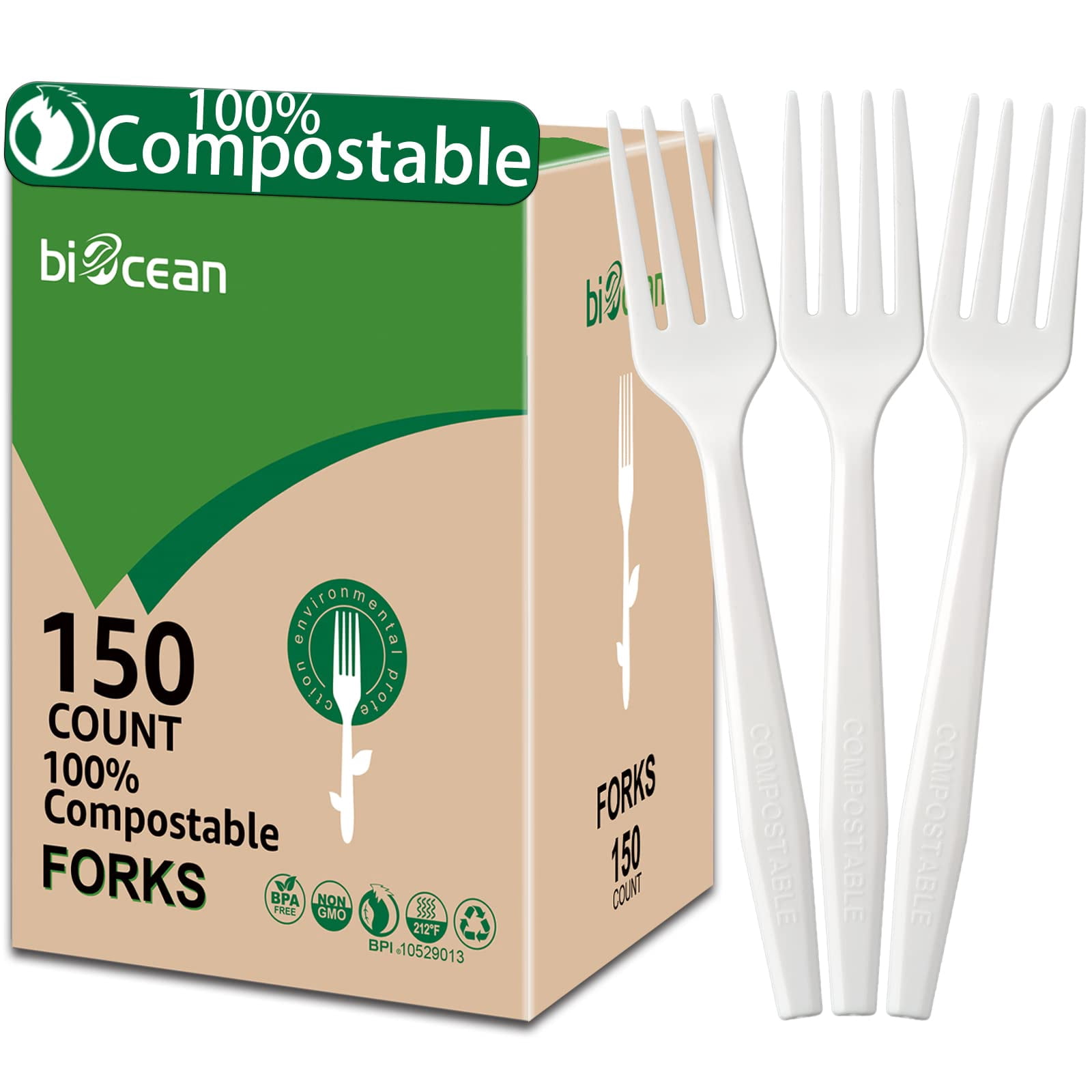BIOCEAN 100% Compostable No OKA4 Plastic Knives Forks Spoons Utensils ...