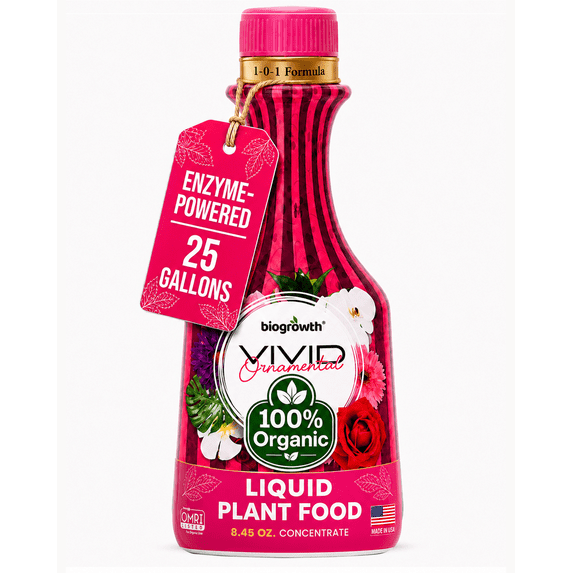 Biogrowth Organics Vivid Plant Food & Bloom Supplement (8.45oz), Enzyme-Based Flower & Fruit Booster with Organic Nutrients, Plant Vitamin for Fruits, Indoor & Outdoor Plants