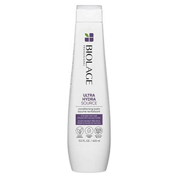 BIOLAGE Ultra Hydra Source Conditioning Balm | Deep Hydrating Conditioner | Renews Hair's Moisture | For Very Dry Hair | Silicone-Free | Vegan | 13.5 Fl. Oz.