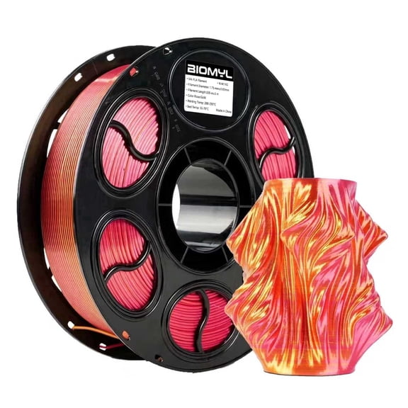 BIOMYL PLA 3D Printer Filament, PLA Filament 1.75mm Dual Rose/Gold Color Filament Silk PLA, 1kg Spool, Accuracy +/- 0.03mm
