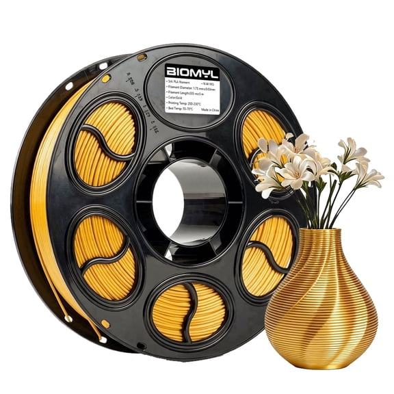 BIOMYL PLA 3D Printer Filament, PLA Filament 1.75mm Gold Color Silk PLA, 1kg Spool, Accuracy +/- 0.03mm