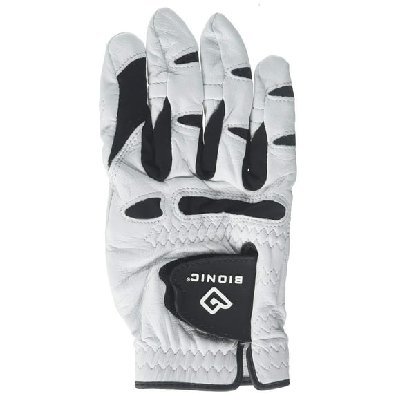 BIONIC Gloves Men’s StableGrip Cabretta Leather Golf Glove W/ Natural Fit Tech (White / Black, XXX-Large, Left Hand)