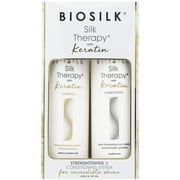 Biosilk Therapy Shampoo and Conditioner Duo with Keratin, 25 oz
