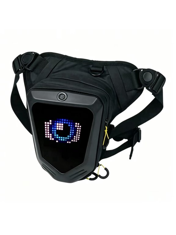 LED Thigh Bag, Programmable LED Drop Motorcycle Leg Fanny Pack Expandable Storage Tank Bags for Racing Bike Cycling