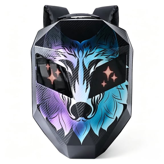 BIOSLED Futuristic Mecha Student LED Backpack Cyberpunk Hard Shell Motorcycle Bag