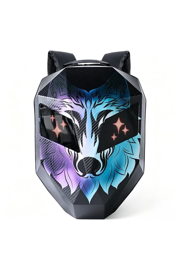 Futuristic Mecha Student LED Backpack Cyberpunk Hard Shell Motorcycle Bag