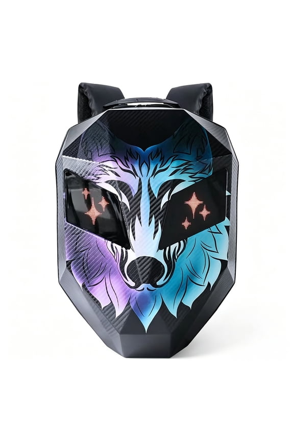Futuristic Mecha Student LED Backpack Cyberpunk Hard Shell Motorcycle Bag
