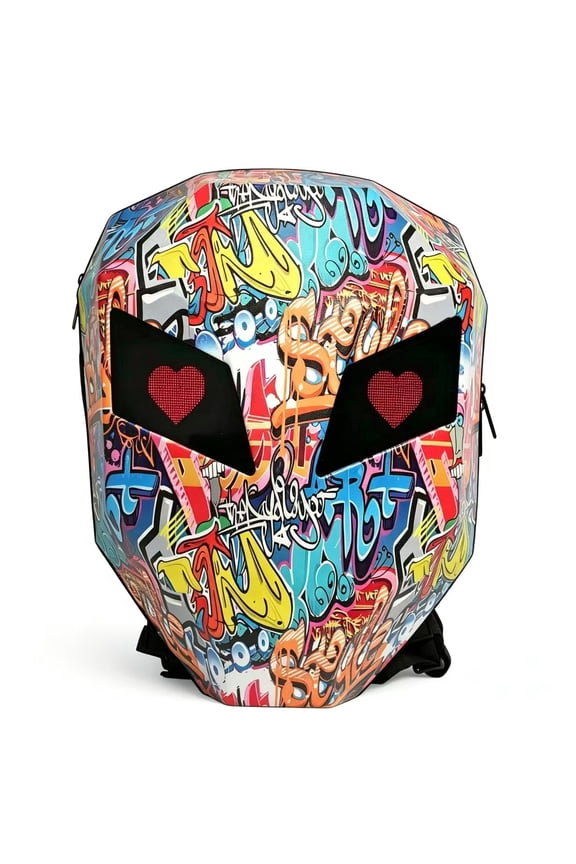 Futuristic Mecha Student LED Backpack Cyberpunk Hard Shell Motorcycle Bag