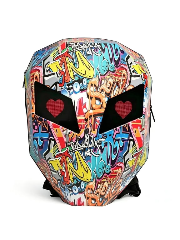 Futuristic Mecha Student LED Backpack Cyberpunk Hard Shell Motorcycle Bag