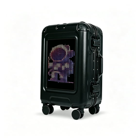 BIOSLED Smart LED Suitcase Carry On Hardside Luggage Bluetooth Programmable Spinner Black