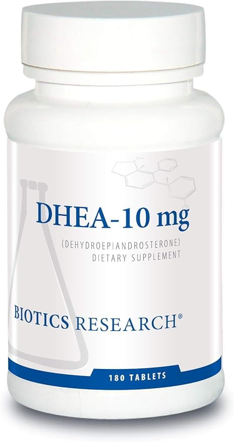 BIOTICS Research DHEA 10 Milligram Hormonal Balance, Metabolism, Improved Mood and Outlook, Age Gracefully, Healthy Stress Response, 180 Tablets